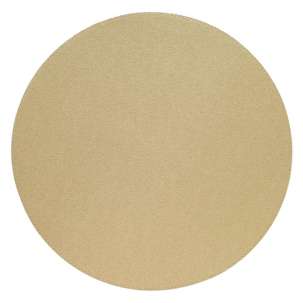 The Bodrum Skate Round Placemat Gold Set of 4 features round, gold-toned placemats with a textured surface—stylish and easy to care for, perfect for everyday use.
