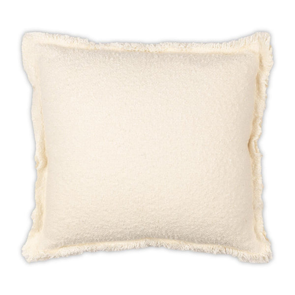 The Moss Studio Riley Frayed Pillow Oyster (22 x 22) features a square, cream-colored design with a textured fabric surface and frayed edges, displayed against a white background.