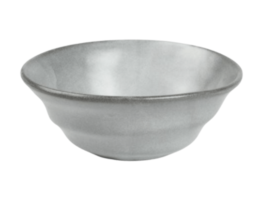 The Marcus Cement Dinnerware Set of 4 by Blue Pheasant features plain, round light gray ceramic bowls with wide rims and smooth surfaces, shown here on a white background.