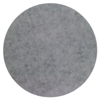 A set of 4 round, gray Stingray placemats by Bodrum, featuring a subtle dotted texture and made from phthalate-free vinyl, shown from above on a white background.