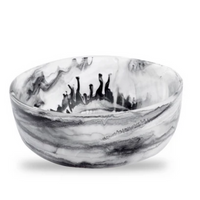 Black swirl resin round small bowl.