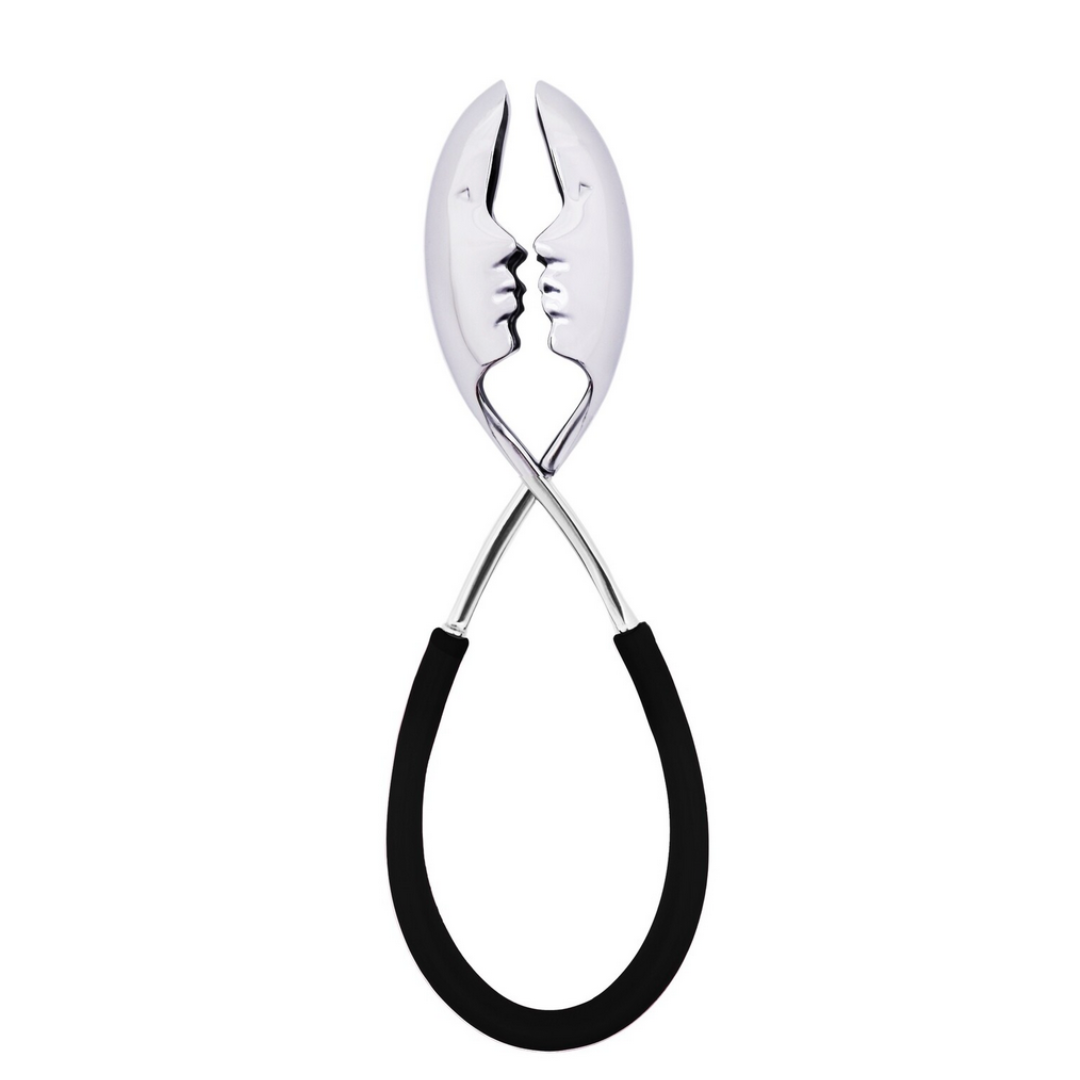 Add charm to your summer entertaining with the KISS Salad Tong by Casa Bugatti—this stylish table accessory features black handles and abstract human faces in profile, creating the illusion of a kiss.