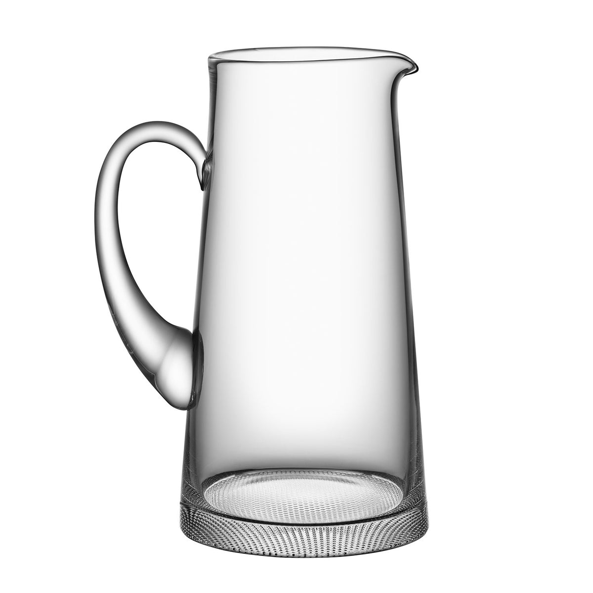 The Orrefors Kosta Boda Limelight Jug features crystal glass, a wide base, rounded handle, and narrow spout, shown against a plain white background.