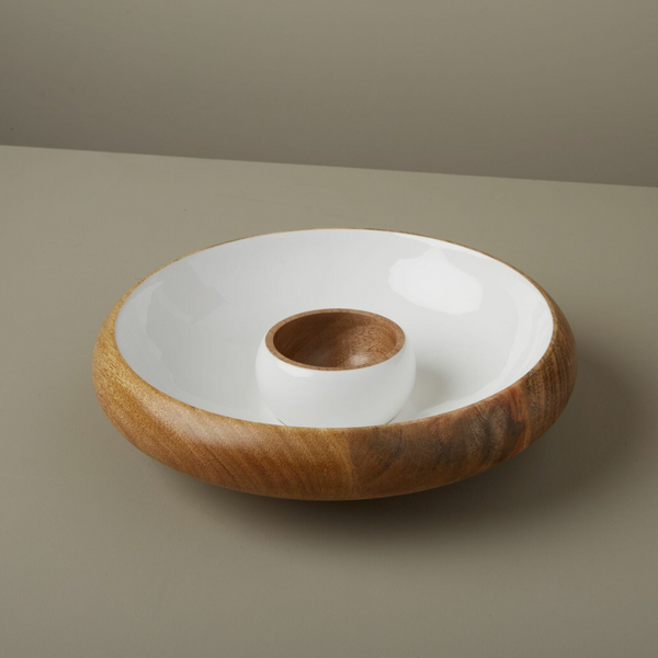 Mayan Wood Round Chip & dip. 