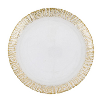 This dinner plate is designed with gold strands and outstanding texture. 