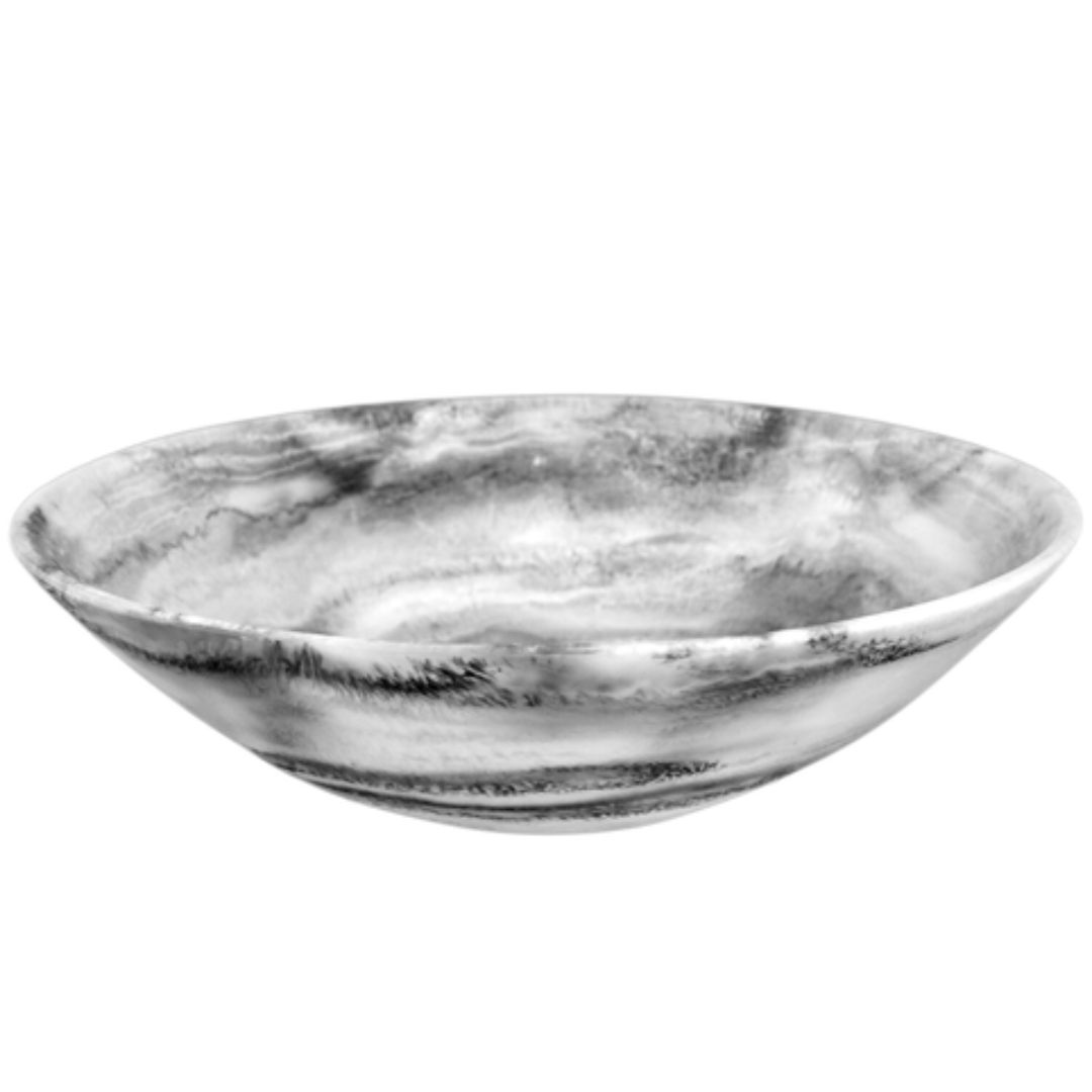 Large black swirl resin everyday bowl.